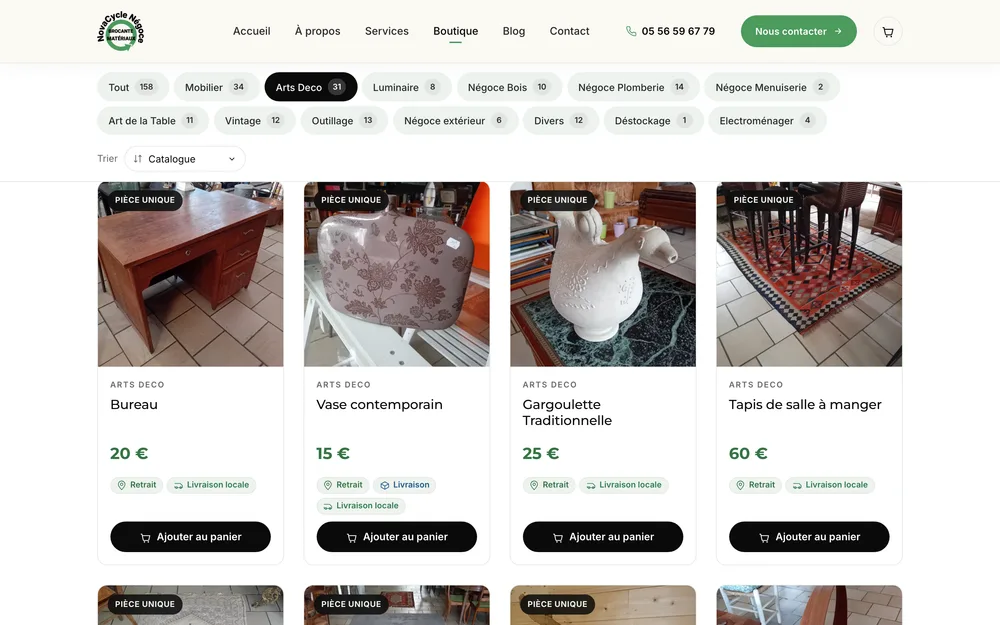 The novacyclenegoce.fr shop shown on a desktop and on a phone: the catalogue and its product pages